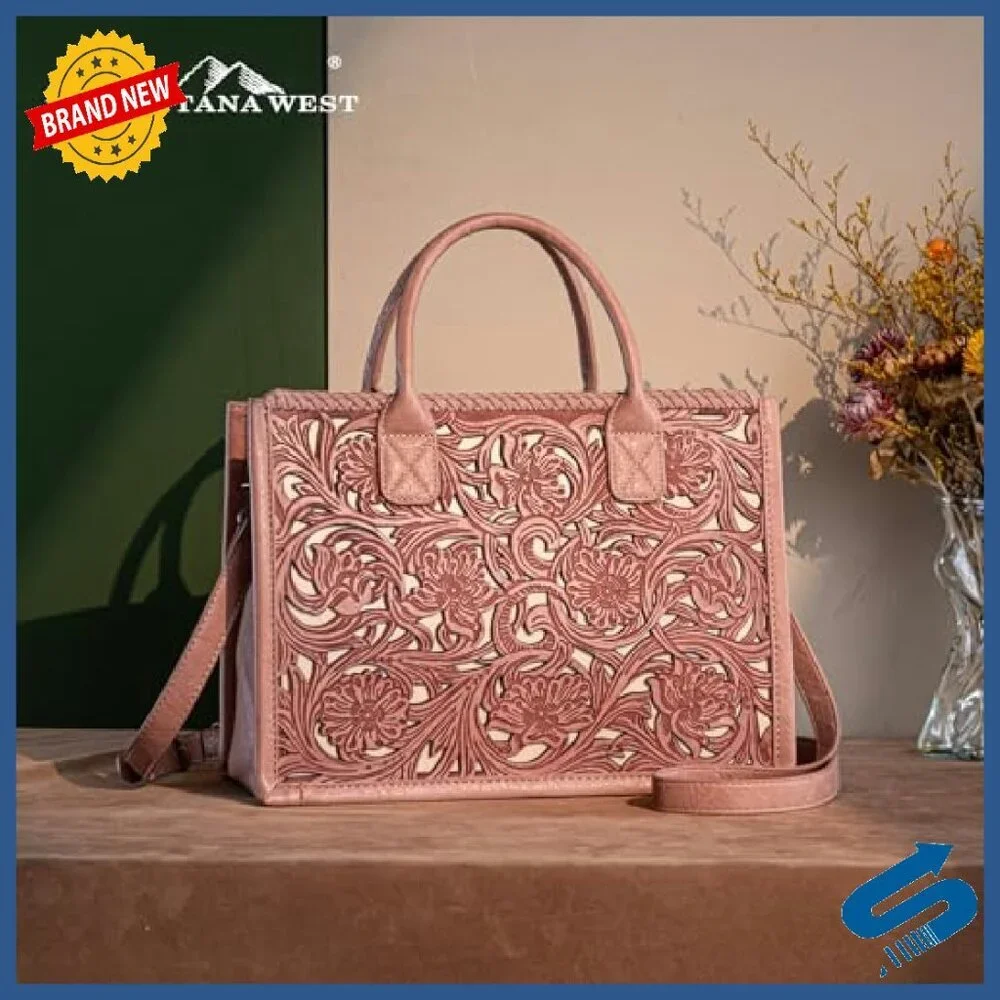 Genuine Leather Tote Bag with Detachable Crossbody Strap & Wallet Set - Picture 7 of 8